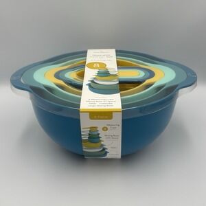 Home Collection Nestable 4 Measuring Cups  Mixing Bowls Sifter Colander Prep Set